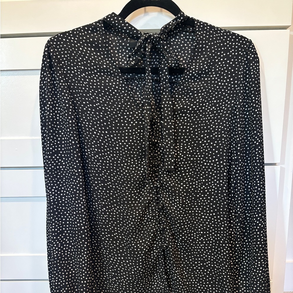 Lulu's Black and White Polka Dot Button Down Shirt